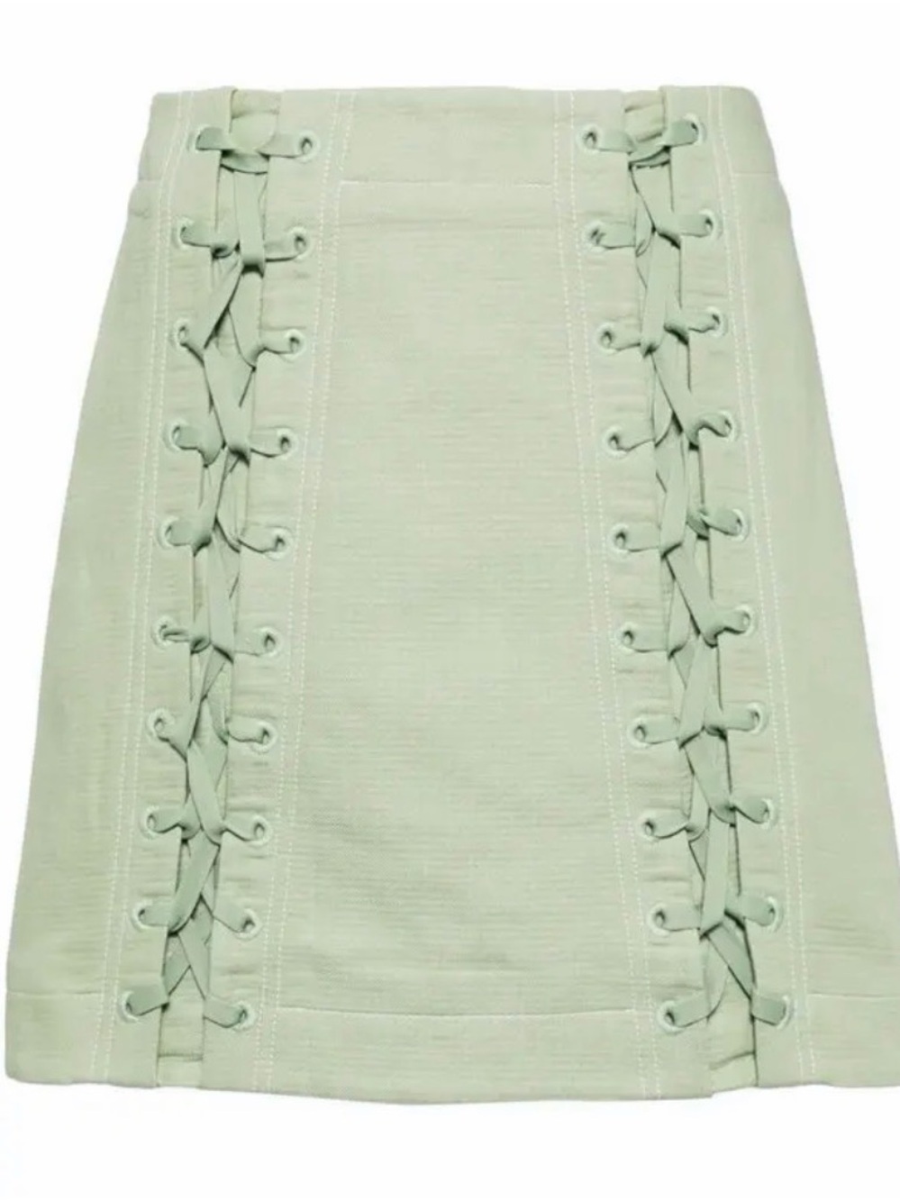 Acler Ferguson Mini Skirt Size US 10 Mint Green Lace-Up Mini Skirt